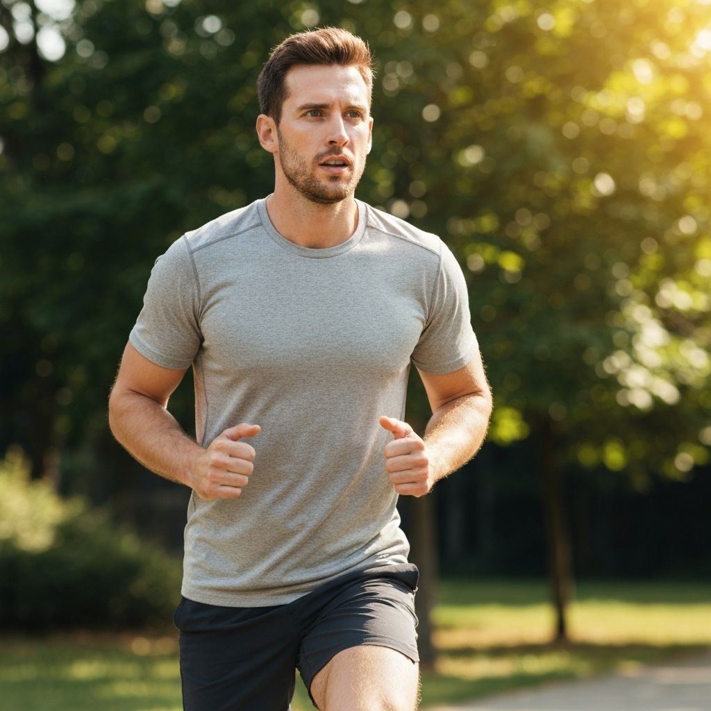 Man exercising with vitality and energy in outdoor setting